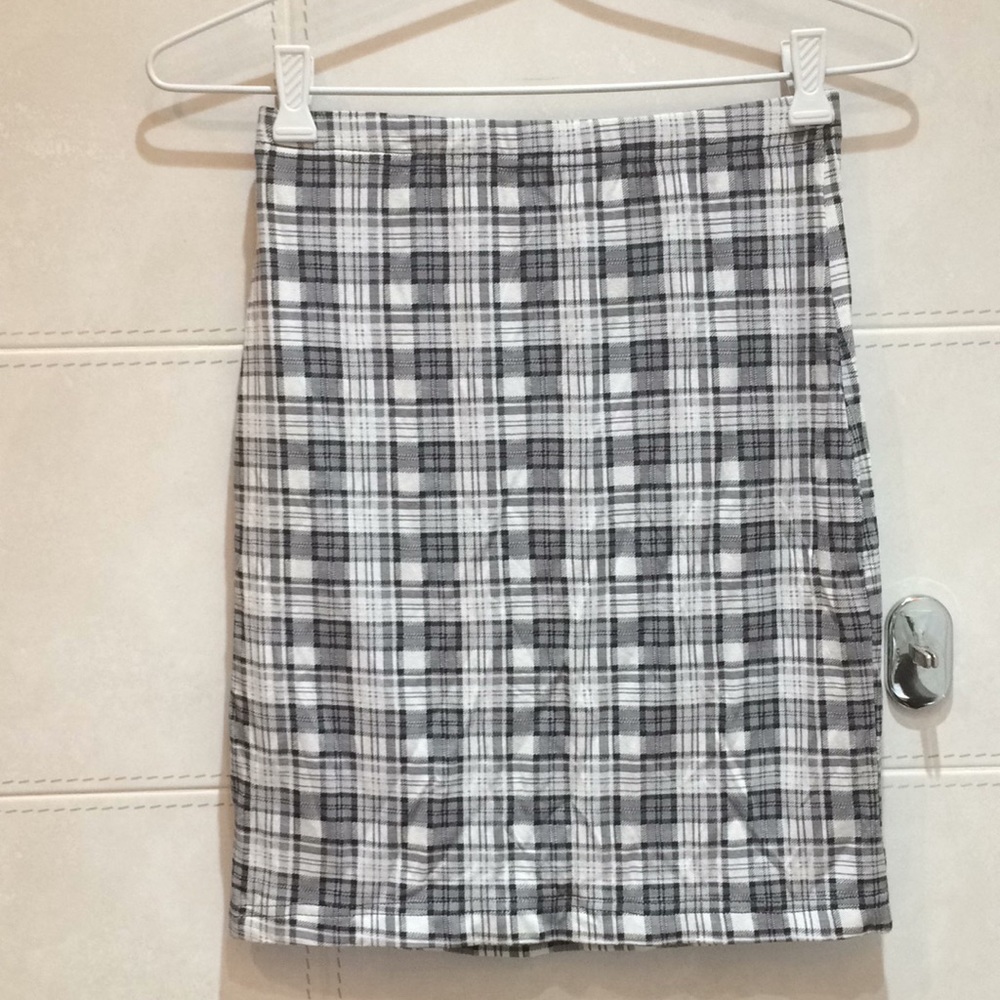 ASOS Club L Monochrome Plaid Bodycon Skirt